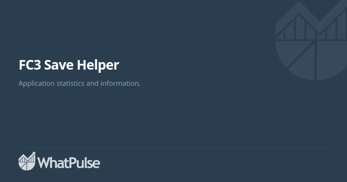 FC3 Save Helper Application Statistics | WhatPulse: Track and analyze ...