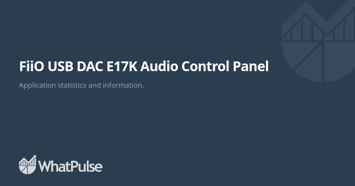 FiiO USB DAC E17K Audio Control Panel Application Statistics ...
