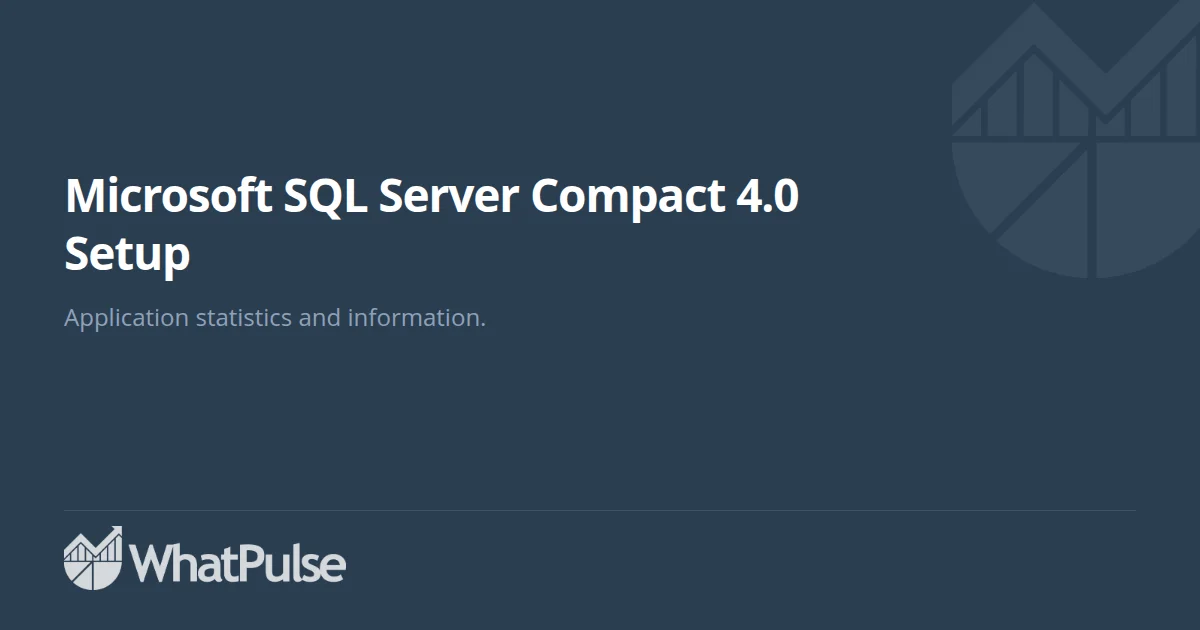 Microsoft SQL Server Compact 4.0 Setup Application Statistics ...