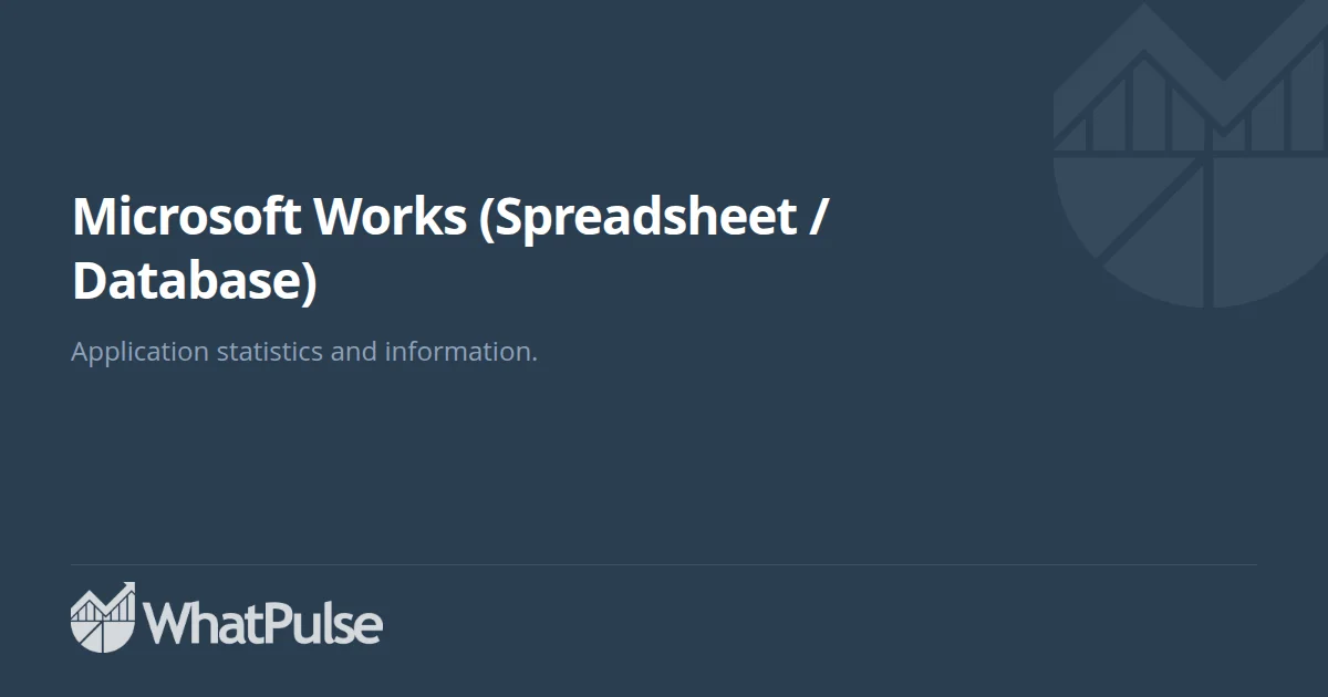 Microsoft Works (Spreadsheet / Database) Application Statistics ...