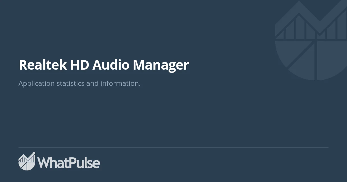 Realtek HD Audio Manager Application Statistics | WhatPulse: Track and ...