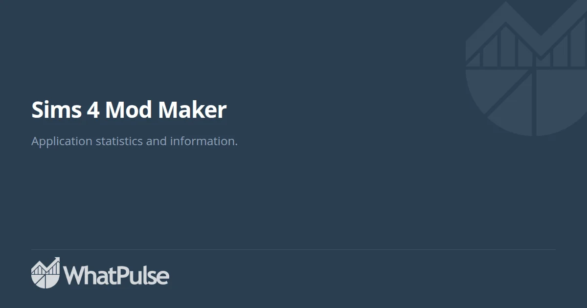 Sims 4 Mod Maker Application Statistics | WhatPulse: Track and analyze ...