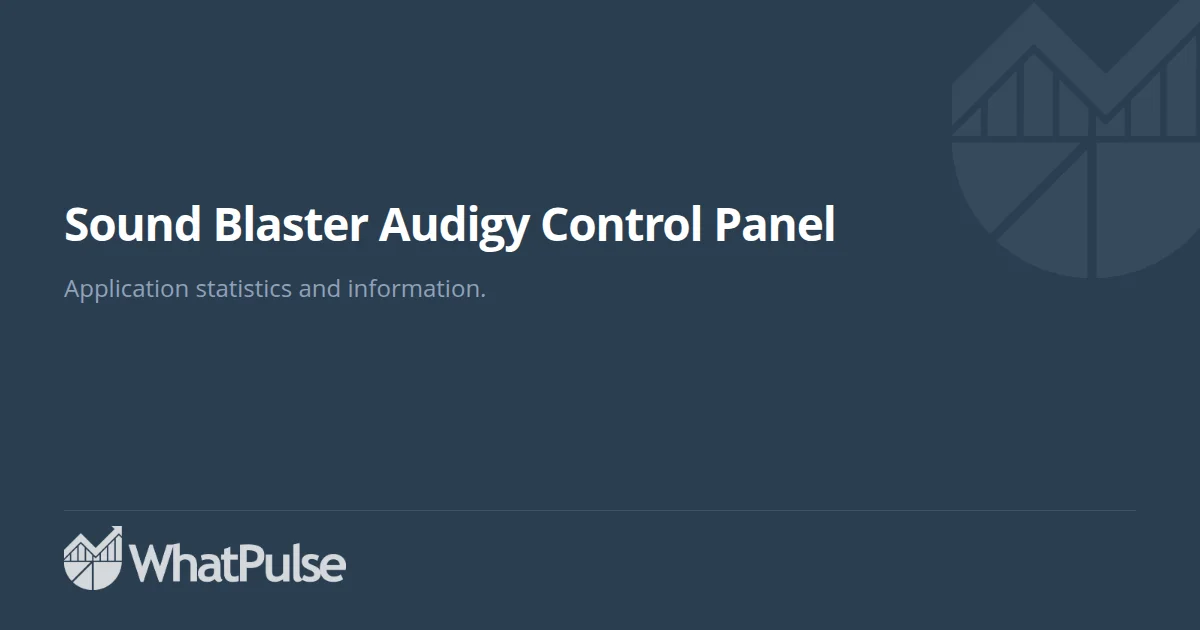 Sound Blaster Audigy Control Panel Application Statistics | WhatPulse ...