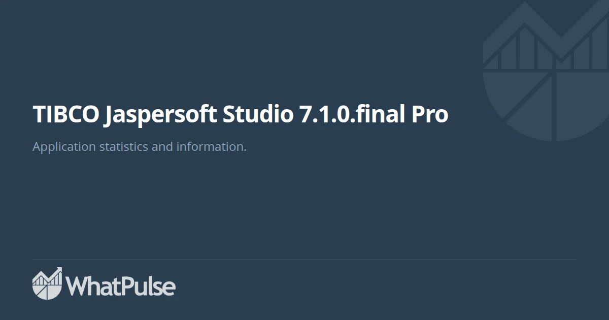 TIBCO Jaspersoft Studio 7.1.0.final Pro Application Statistics ...